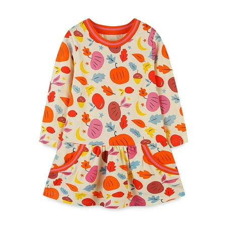 

Rovga Christmas Toddler Girls Dress Winter Longsleeve Dress Cotton Casual Dresses With Pockets For 2 To 7 Years Old Girls 6-7 Years
