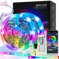 thumbnail image 1 of 32ft Led Lights Compatible With Bedroom,music Sync Color Changing 5050 Rgb Led Lights Strips Kit Built-in Mic App Control With Ir Remoter Compatible W, 1 of 4