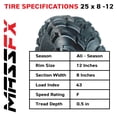 thumbnail image 3 of MASSFX 25x8-12 Front Tire for ATV, UTV, and SxS - 6-Ply with 1/2" Tread Depth, 3 of 9