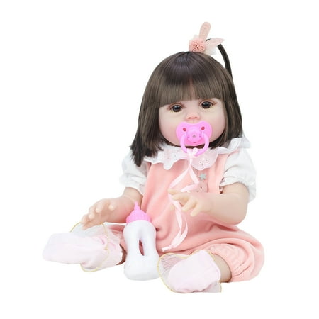 

EDFRWWS 53cm Adorable Reborn Dolls Appease Toys Vinyl Sleeping Baby Kits (Bodysuit Pink)