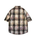 thumbnail image 3 of Jjayotai George Shirts for Men, Men's Casual Short Sleeve Tie Dye Plaid Printed Lapel Thin Button Down Shirt, Vintage Tees for Men, 3 of 3