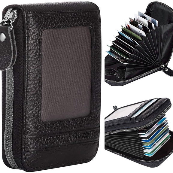 Credit Card Holder Case, Leather Card Wallet for Women and Men, Compact Design