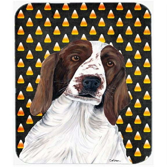 Welsh Springer Spaniel Candy Corn Halloween Portrait Mouse Pad, Hot Pad Trivet