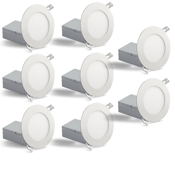 QPLUS 4” Dimmable Slim Recessed LED Pot Lights (8 Pack)