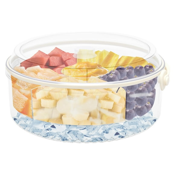 Threns Chilled Serving Trays for Party 11inch Divided Ice Chilled Party Platter with Lid 5 Compartments for Veggie Fruit Appetizer