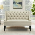 thumbnail image 2 of Modern Upholstered Settee  with Back and Wood Legs, Button Tufted Banquette Loveseat Sofa for Dining Room Living Room Entryway, 2 of 12