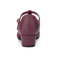 thumbnail image 4 of BLISSFUL STEP T-Strap Mary Janes for Women Ankle Strap Block Heels Pumps - Perfect for Parties and Cosplay Burgundy 5.5, 4 of 7