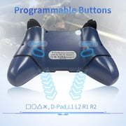 Wireless Controller Compatible with P4/Slim/Pro,P4 Gamepad Joystick with Programmable Dual Motors Headphone Jack,Blue