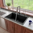 thumbnail image 1 of Pemberly Row Black 33" Single Bowl Drop In Granite Composite Kitchen Sink, 1 of 9