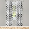 thumbnail image 3 of Ambesonne Moon Curtains, Flying Swallows Stars, Pair of 28"x63", Black White, 3 of 5