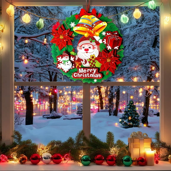 Hometravel Three Dimensional Paper Wreath, Christmas Rattan Flower Door Hanging Decor, Shopping Mall Hotel Window Display for Seasonal Scene