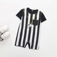 thumbnail image 5 of Bainana Summer Romper For Boys Baby Striped Print Short Sleeve Crew Neck Bodysuit Breathable Casual Kids Festival Party Football Jumpsuit Black Size 6-9 Months, 5 of 9
