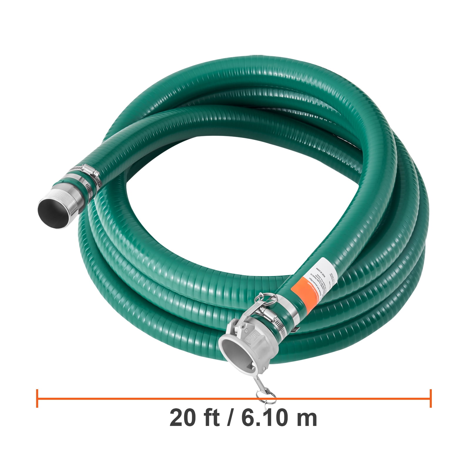 KFFKFF Draw Hose, 2-inch by 20-foot, Verdant Superior Hose, Equipped with Camlock Couplings, Plus Aluminum Attachments, Compatible with Diverse Pumps, Ideal for Wastewater Processing