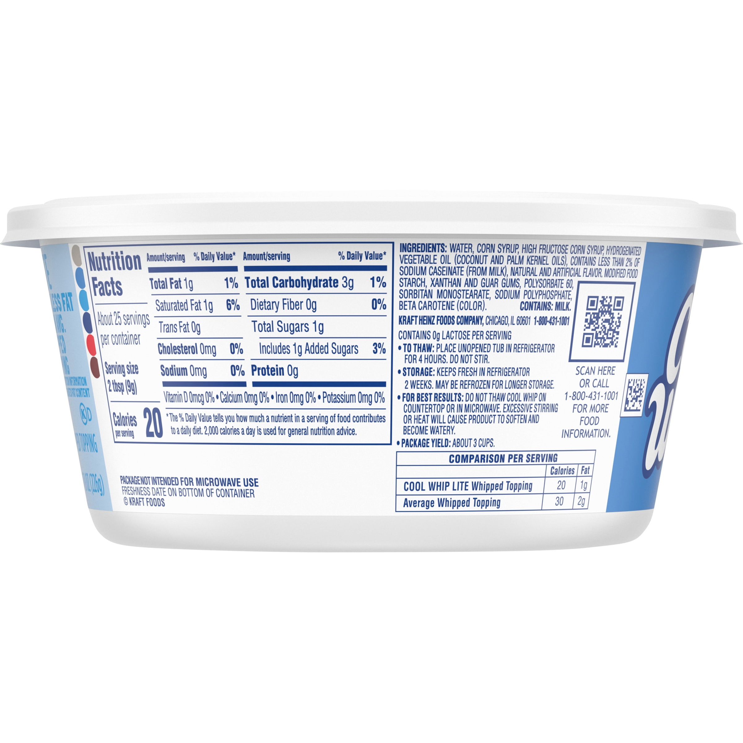 Cool Whip Lite Whipped Topping 8 Oz Tub Walmart Com Walmart Com