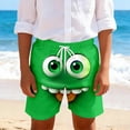 thumbnail image 2 of Toddler Boy Shorts Boys Funny Face Print Casual Shorts Elastic Waistband Outdoor Everyday Wear Green 5-6 Years, 2 of 5