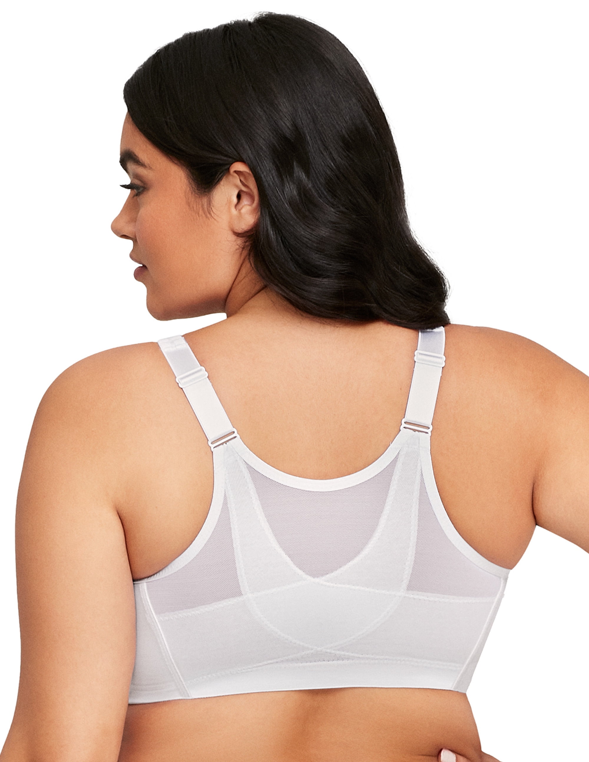 Glamorise Bra: ComfortLift Posture Back Support Sheer Lace Front-Closure  Full-Figure Bra 1202