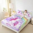 thumbnail image 4 of Erosebridal Chic Unicorn Sheet Set Full,Cartoon Rainbow Bedding Sets Full Size,Fairy Castle Silhouette Full Sheet Sets For Girls,Breathable Room Decoration,4pcs, 4 of 7