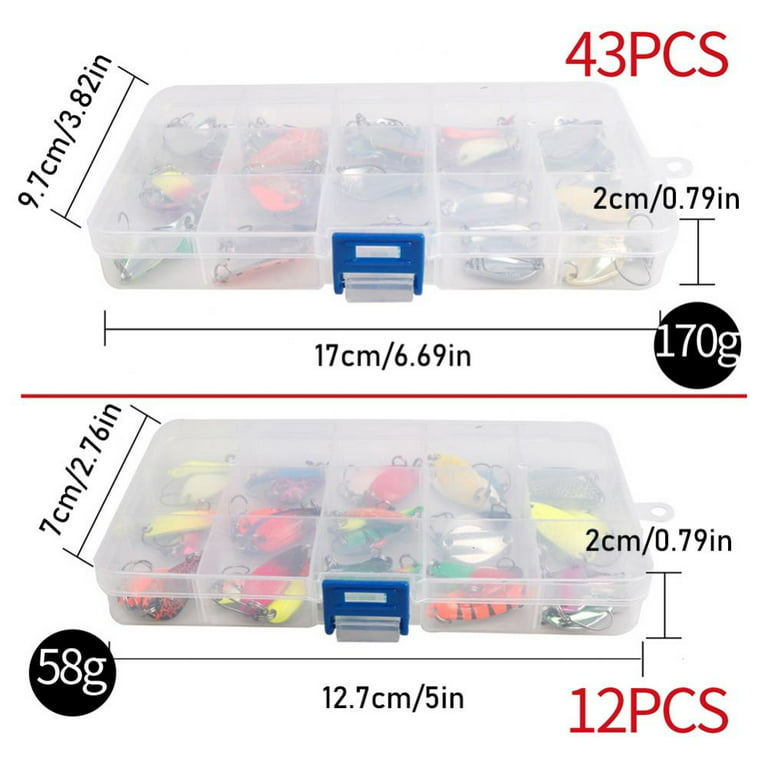 Fishing Spoon Lure Set Metal Baits for Trout, Char and Perch Fishing with  Tackle Box (Pack of 12) : : Sports, Fitness & Outdoors