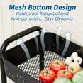 thumbnail image 4 of Heavy Duty Rolling Cart, Mesh Utility Storage Cart with Lockable Wheels for Kitchen, Bathroom, Office, 3-Tier Metal, Black, 4 of 5