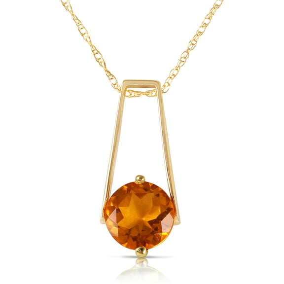 Galaxy Gold GG 14K Yellow Gold Citrine Pendant Necklace - November Birthstone - Warmth & Prosperity - 16" to 24" - Fine Jewelry for Women