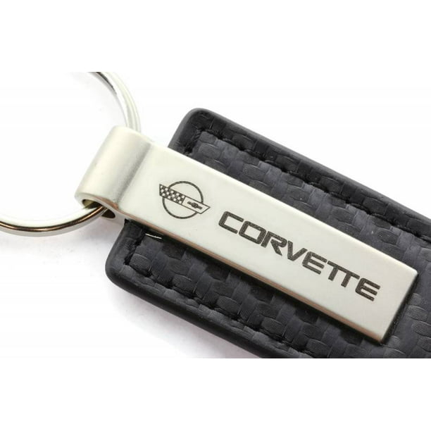 AutoGold Chevrolet Chevy Corvette C4 Black CF Carbon Fiber Leather Key Chain Ring Tag KC1550