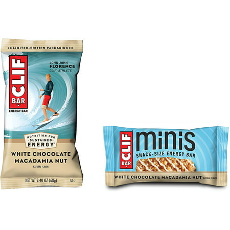 Clif Bar Bars 10 Full Size and 10 Mini Energy Bars Made with Organic Oats Plant Based Food Vegetarian Kosher 2.4oz and 0.99oz Protein Bars White Chocolate Macadamia 20 Count