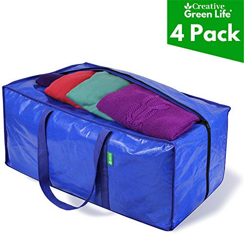 Heavy Duty Extra Large Storage Bags Moving Bag Totes (4Pack). XL Storage Bins, Clothes