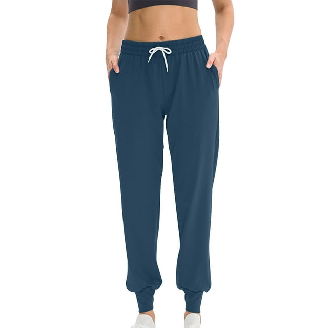 Timegard Running Pants for Women Elastic Waist Drawstring Lightweight Fall Casual Loose Workout Trousers