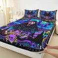 thumbnail image 3 of jejeloiu Spooky Gothic Skeleton Twin Sheet Sets,Halloween Horror Castle Twin Fitted Sheet,Happy Halloween Flat Sheet For Men Women,Microfiber Bedroom Decor,3 Pieces, 3 of 7
