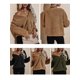 thumbnail image 4 of Chaqueta de lana para mujer Abotonada Manga larga Cuello en V Fuzzy Abrigos casuales cálidos Abanopi Abrigo de mujer, 4 of 7