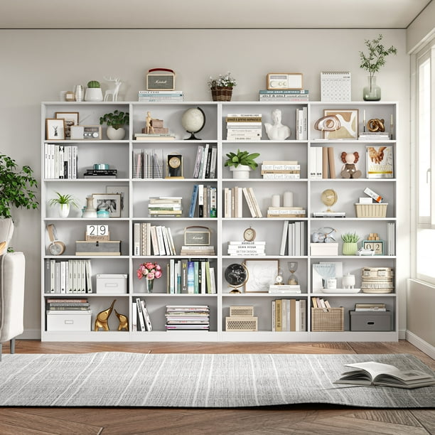 Homfa 74.3” Double Wide 6-Tier Bookcase, Extra Large Wooden