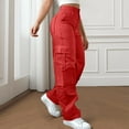 thumbnail image 2 of Women Wide Leg Cargo High Waisted Pants, Loose Stretchy Casual Trousers, Streetwear Fashion Trendy Outfits, 2 of 8