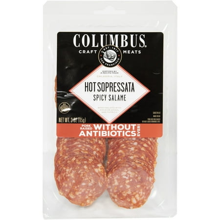 COLUMBUS Sliced ABF Hot Sopressata Salame, 3 oz