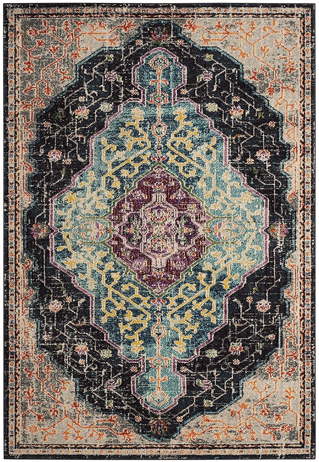 safavieh monaco collection on Safavieh Monaco Collection Mnc249z Vintage Bohemian Medallion Distressed Blue And Black Area Rug 5 1 X 7 7 Walmart Com Walmart Com