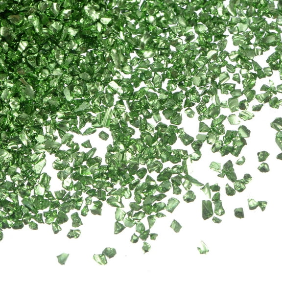 Uxcell 100g Crushed Glass Chips 0.5-2.5mm Irregular Broken Sprinkles Chunky Glass for Crafts DIY Vase Filler Dark Green