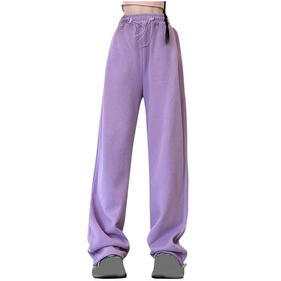 asjyhkr Plus Size Sweatpants Women Drawstring Elastic Waist Wide Leg Casual Loose Breathable Running Gym Workout Pants with Pockets,S-4XL