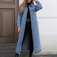 thumbnail image 2 of Women's Denim Jacket Casual Long Distressed Button Up Pockets Jean Fall Outfits, 2 of 7