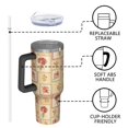 thumbnail image 4 of 40oz Pioneer Flower Floral Print Pattern Insulated Tumbler with Handle, BPA-Free Leak Proof Lid and Straws, Double Wall Vacuum, Hot 12h/Cold 34h, 4 of 6