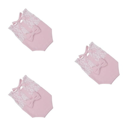 

wrea 3pcs Newborn Baby Bowknot Sleeveless Dainty Romper Infant Lace Jumpsuit Photo Clothing Props Photography
