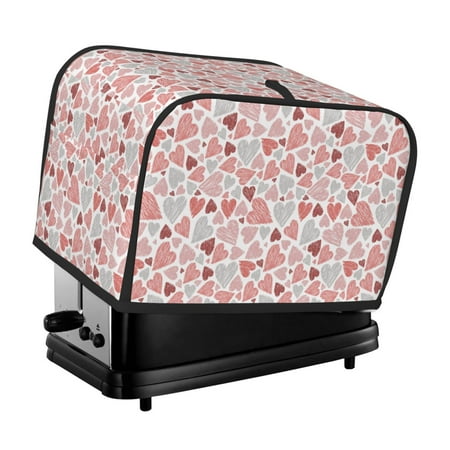 

KLL Hand Drawn Hearts Print 2 Slice Toaster Dust Covers Kitchen Small Appliance Cover with 2 Pockets Can hold Jam Spreader Knife & Toaster Tongs (11.4 x 7.9 x 7.5)
