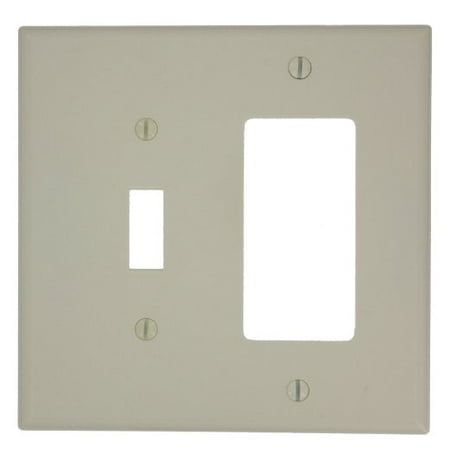 Almond Decora Rocker Leviton PJ126-A Almond Midway Nylon Two Gang Combination Toggle Switch Decora Wall Plate ()