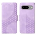 thumbnail image 4 of ELEHOLD For Google Pixel 8 Leather Wallet Phone Case, Embossed Diamond Folio Flip Cover, Card Holder Cash Slot, Stand Support, Wrist Strap Lanyard -Purple, 4 of 11