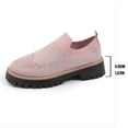 thumbnail image 6 of Loafers for Women Knit Mesh Rhinestone Platform Lug Sole Casual Slip on Walking Shoes Comfortable Dressy Flat Shoes Light Pink Size 6.5, 6 of 8