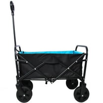 Mini Folding Wagon Garden Shopping Beach Cart (black blue)