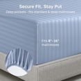 thumbnail image 4 of California Design Den King Size Fitted Sheet Only - Striped 500 Thread Count 100% Cotton, Sateen, Soft Deep Pocket Bottom Sheet, Light Blue, 4 of 7