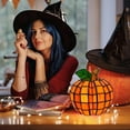 thumbnail image 6 of Stained Glass Pumpkin Lamp, Halloween Pumpkin Table Lamp with Terracotta Jack O Lantern & Starry Night Glass Pumpkins, Witch Hat Lamp, Indoor Fall Decor & Halloween Decorations(1pc), 6 of 10