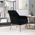thumbnail image 5 of Accent Armchair with Metal Legs, Modern Upholstered Sherpa Sofa Chair with Curved Back, Comfy Leisure Side Chair for Living Room, Bedroom, Waiting Room, Vanity Room, Office, Black, 5 of 9