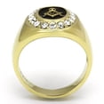 thumbnail image 3 of Luxe Jewelry Designs Men's Gold IP Stainless Steel Masonic Ring with Clear Crystals and Black Epoxy, 3 of 4