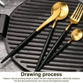 thumbnail image 2 of 4Pcs Stainless Steel Flatware Set Fork Spoons Coffee Spoon Kitchen Tableware for Home Hotel Restaurant, Black + Golden, 2 of 7