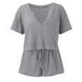 thumbnail image 5 of MuXiKeJi Clothes 2 Piece Sets for Women Summer V Neck Sleeveless Top Tie Waist Shorts Striped Casual Outfits with Pockets, 5 of 8